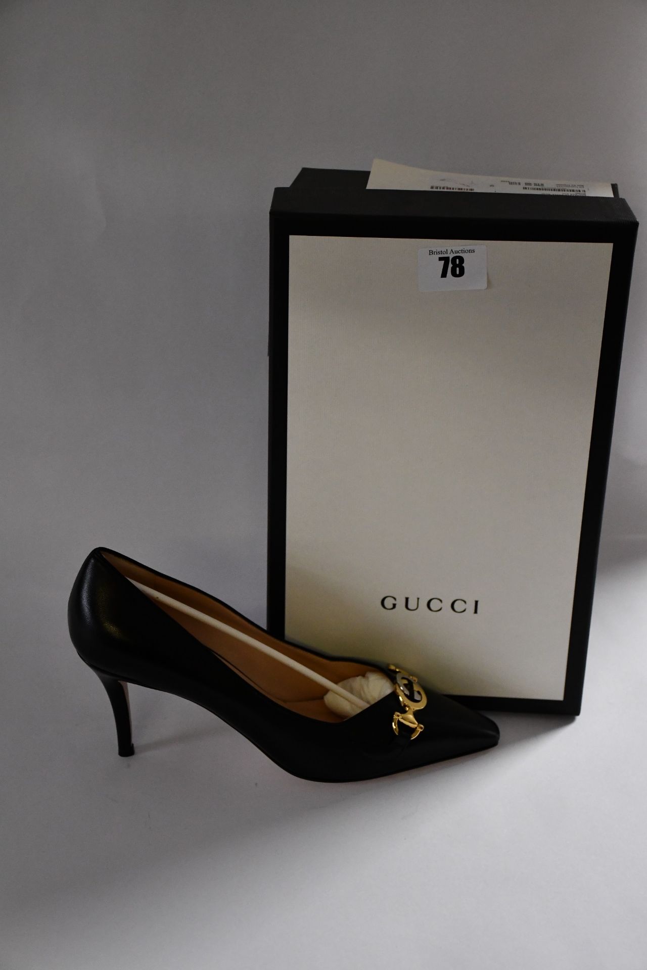 A pair of as new Gucci Malaga Kid court shoes (EU 39 - RRP £550).