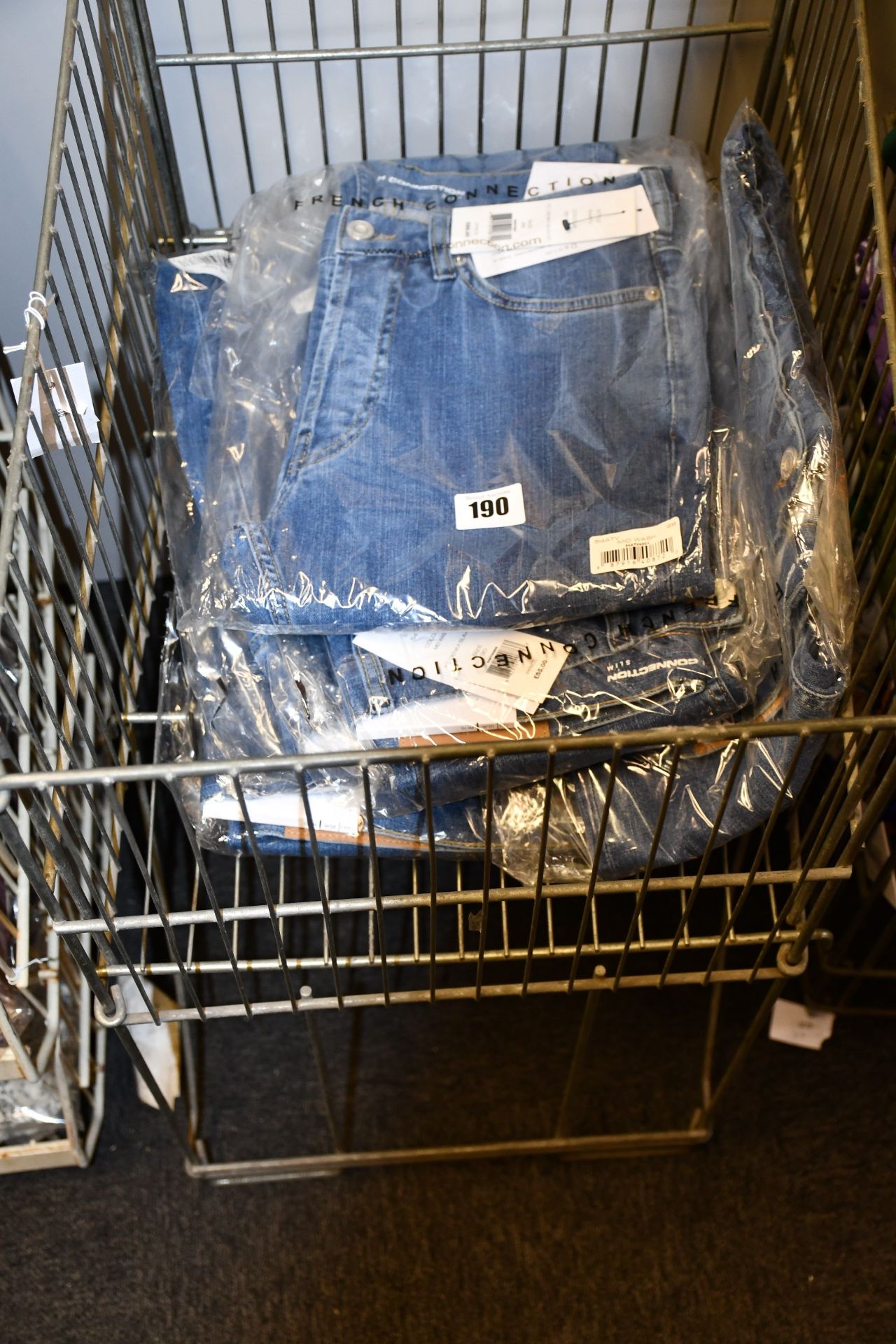 Five pairs of as new French Connection jeans (Sizes 28, 30, 34, 36,38 - RRP £55 each).