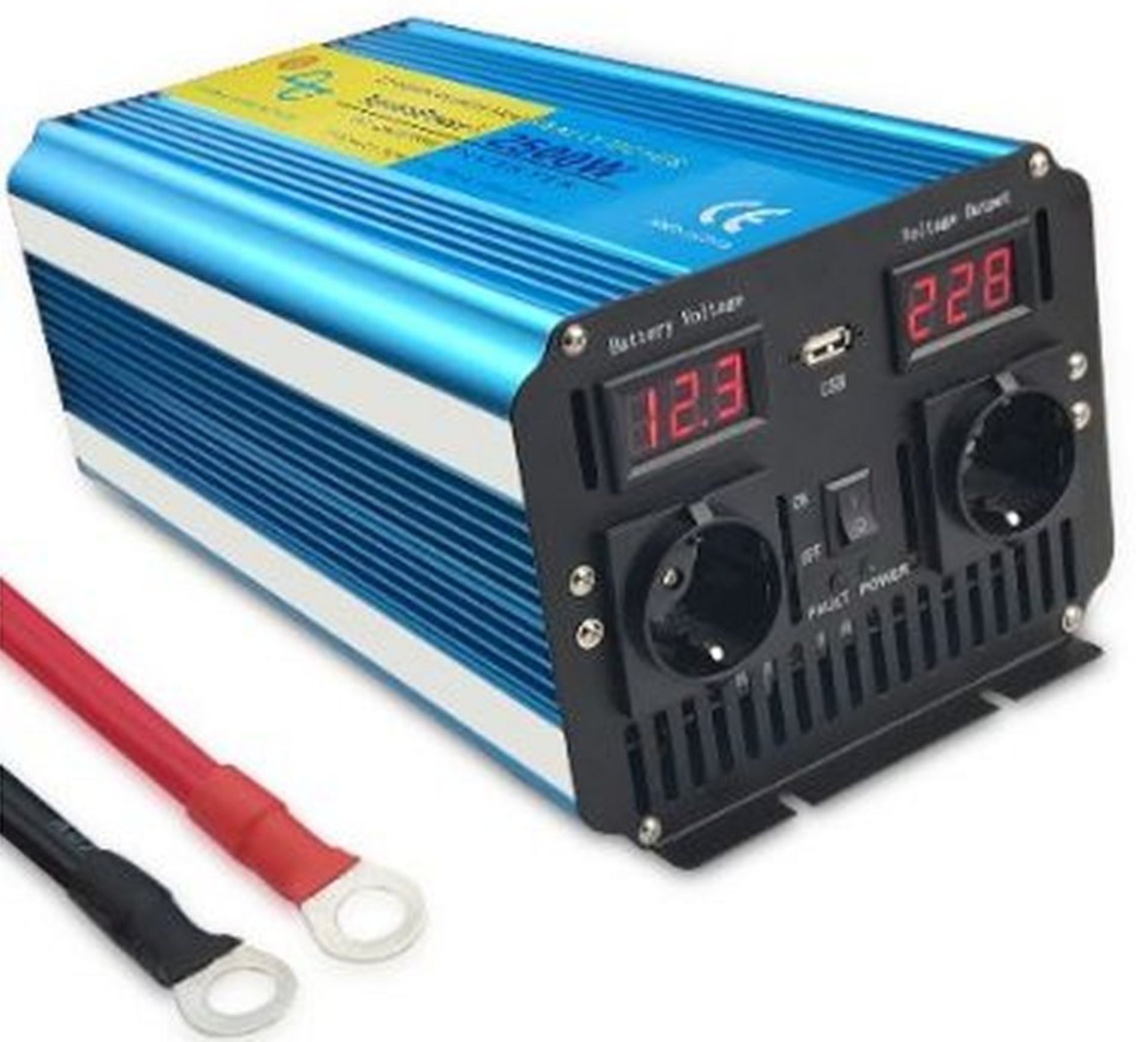 Four boxed as new iPower 12V to 230V 2500W Power Inverters. EU Socket style.