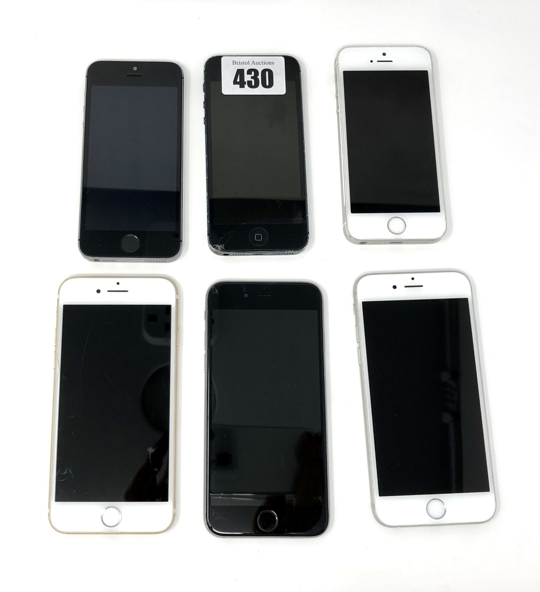 Six pre-owned Apple iPhones sold for parts (All iCloud activation locked); an iPhone 7 (AT&T/T-