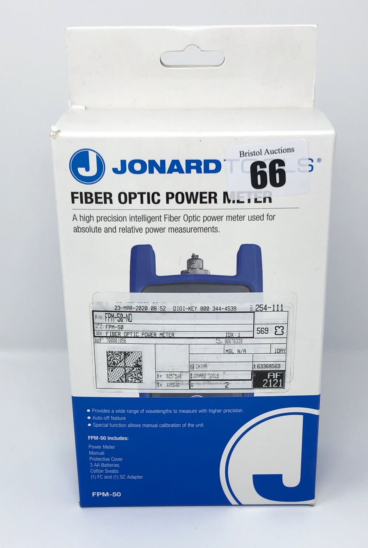 A boxed as new Jonard Tools FPM-50 Fibre Optic Power Meter (Box opened).