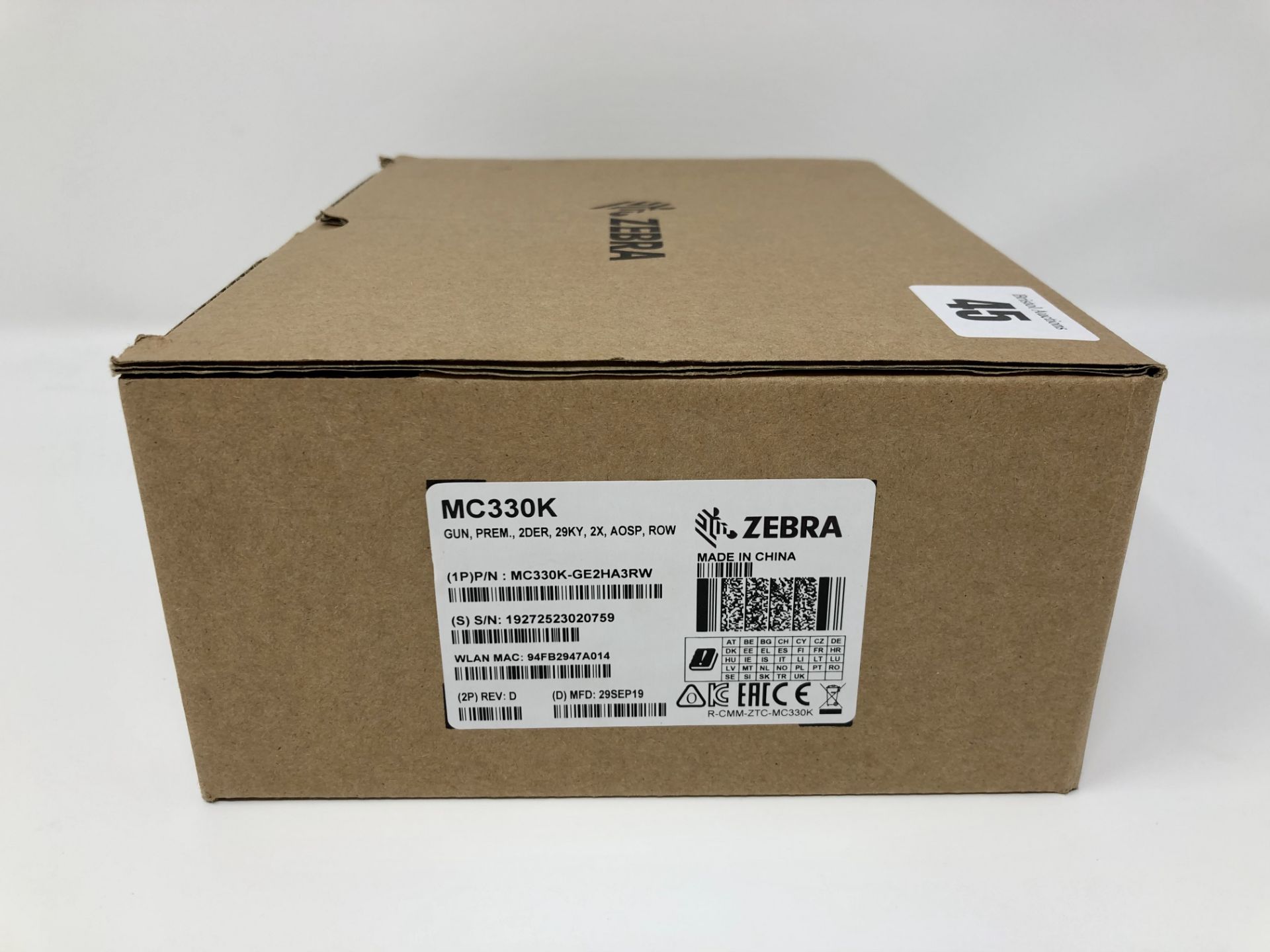 A boxed as new Zebra MC3300 Premium Rugged Android Mobile Computer / Barcode Scanner with Pistol