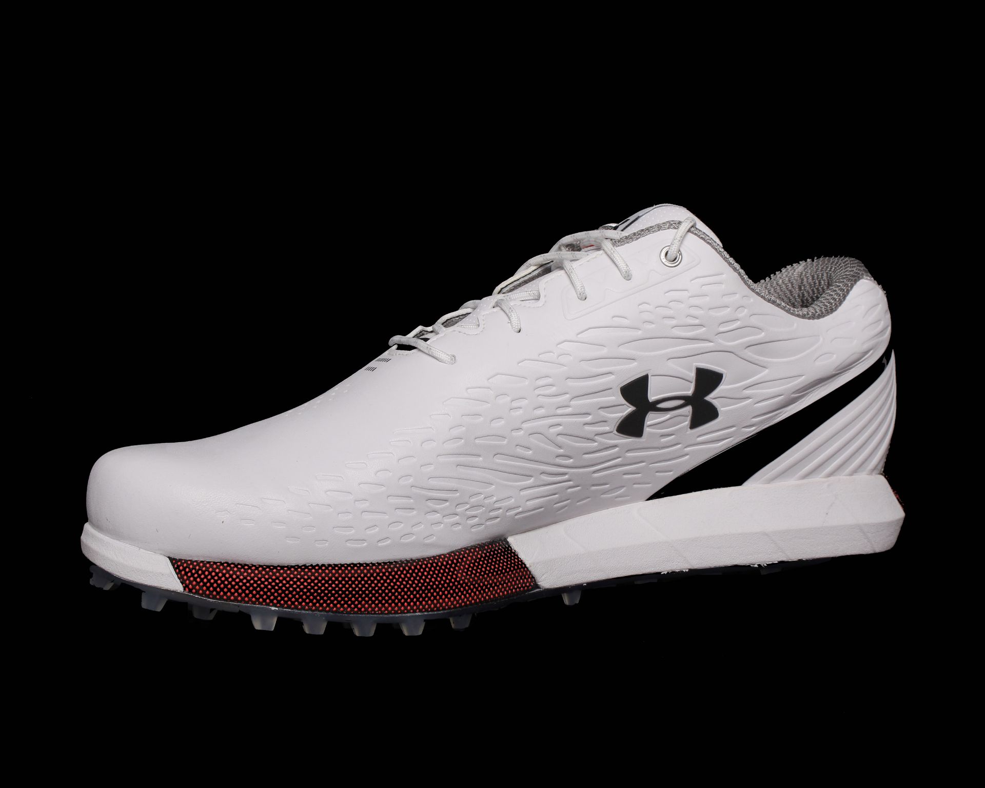 One pair of boxed as new Under Armour HOVR Show SL GTX E spike-less golf shoes in white (UK 10.5).