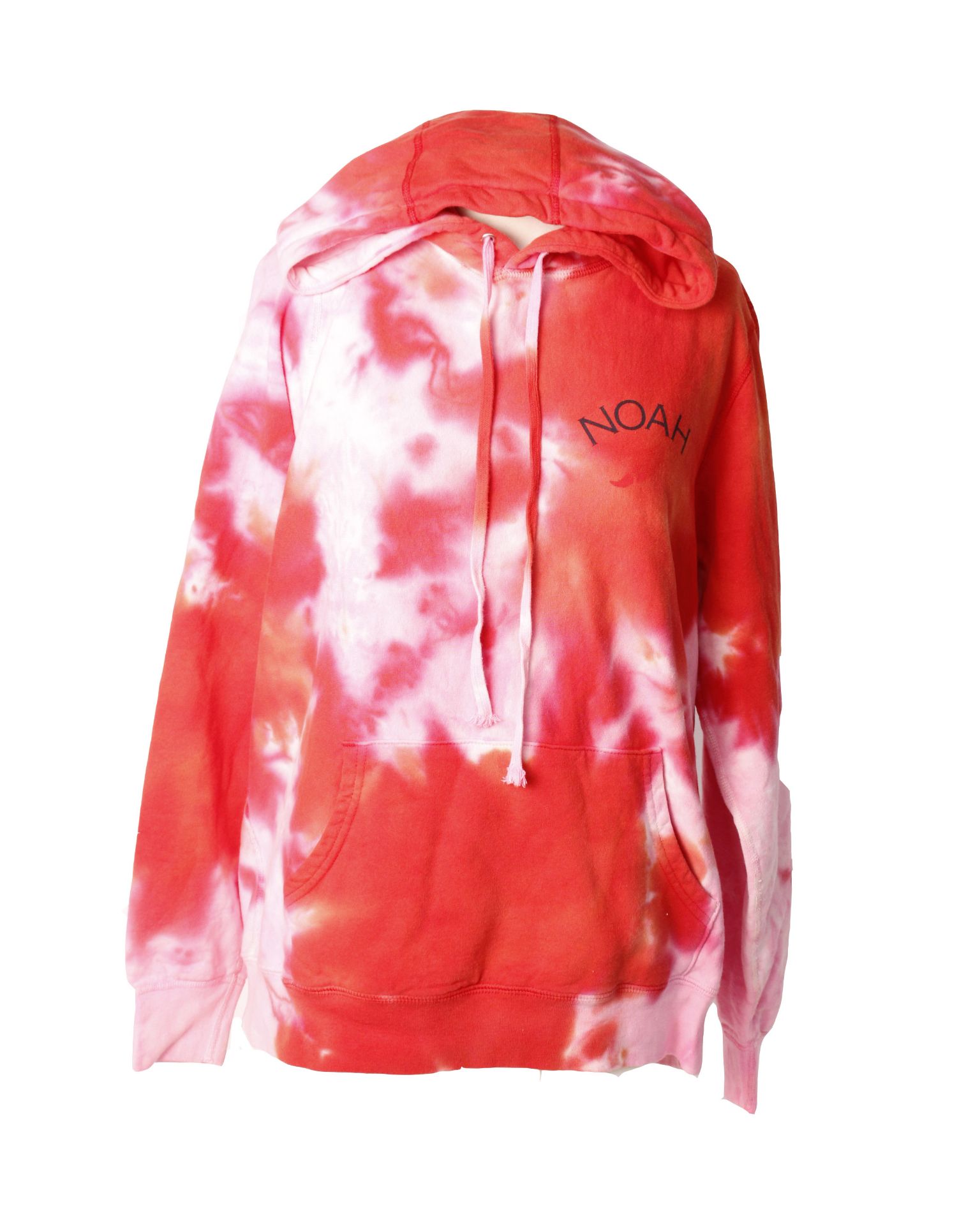 One as new Noah Sun Dyed Winged Foot hoodie in red (L).