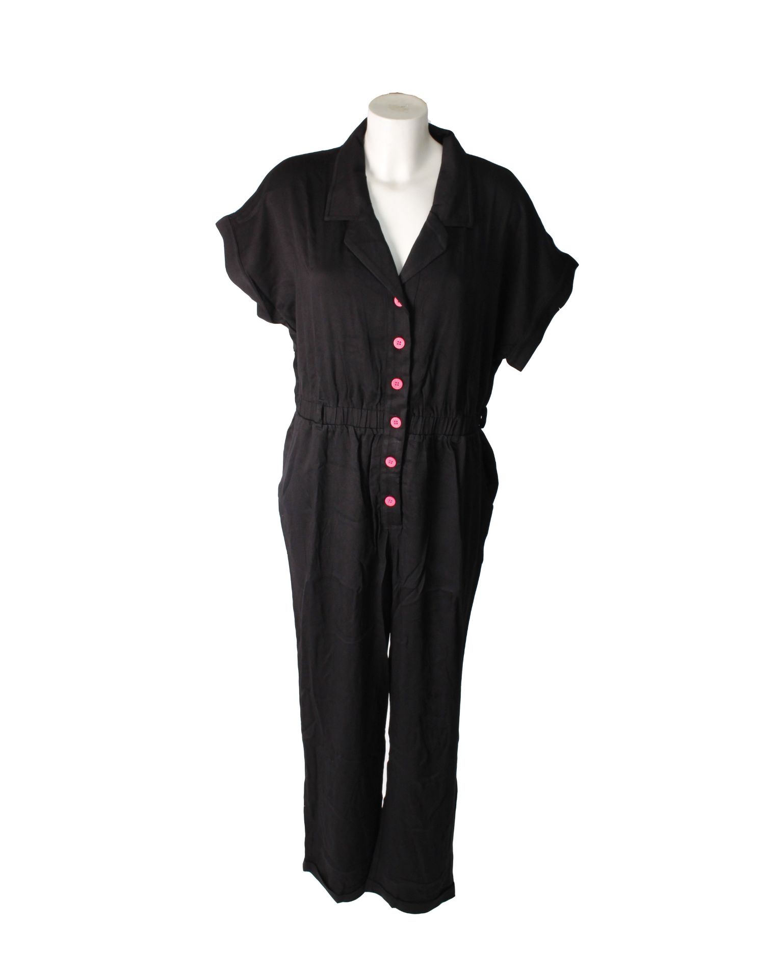 Two ladies' as new Lazy Oaf Another Planet jumpsuits in black (Relaxed fit short sleeve jumpsuit