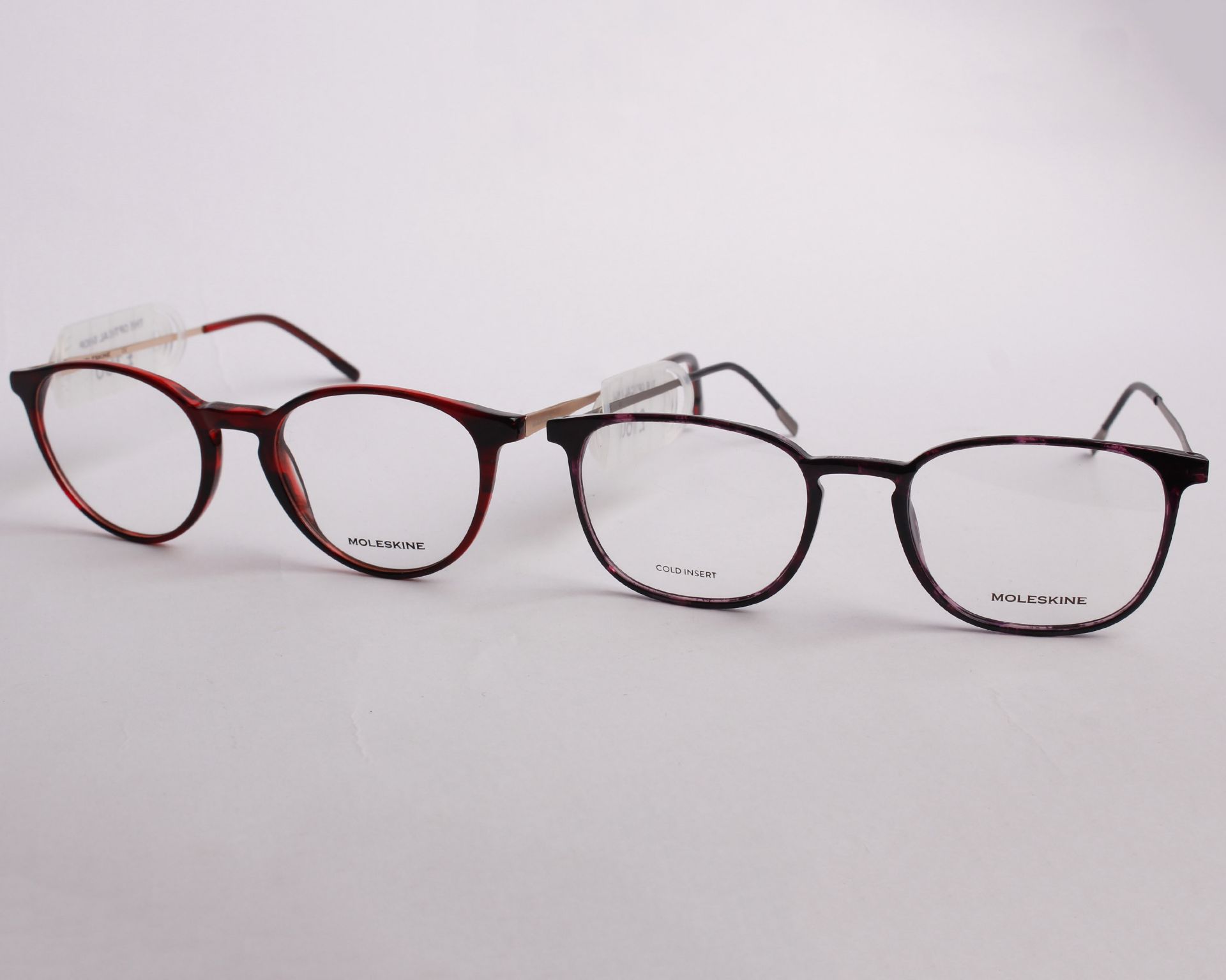 Two pairs of as new Moleskine glasses frames with clear glass (RRP £160 each).