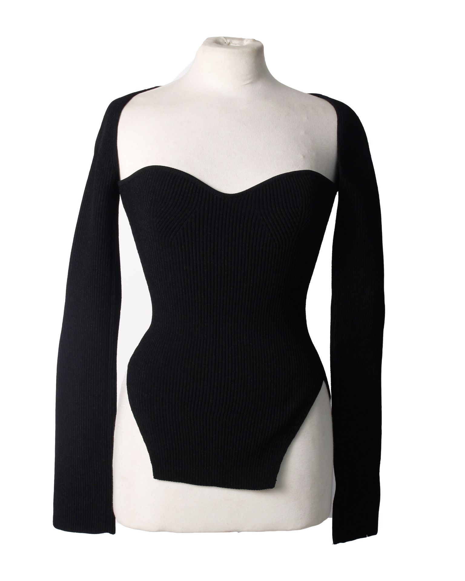 One lady's as new Khaite Maddy long bustier top in black (M).
