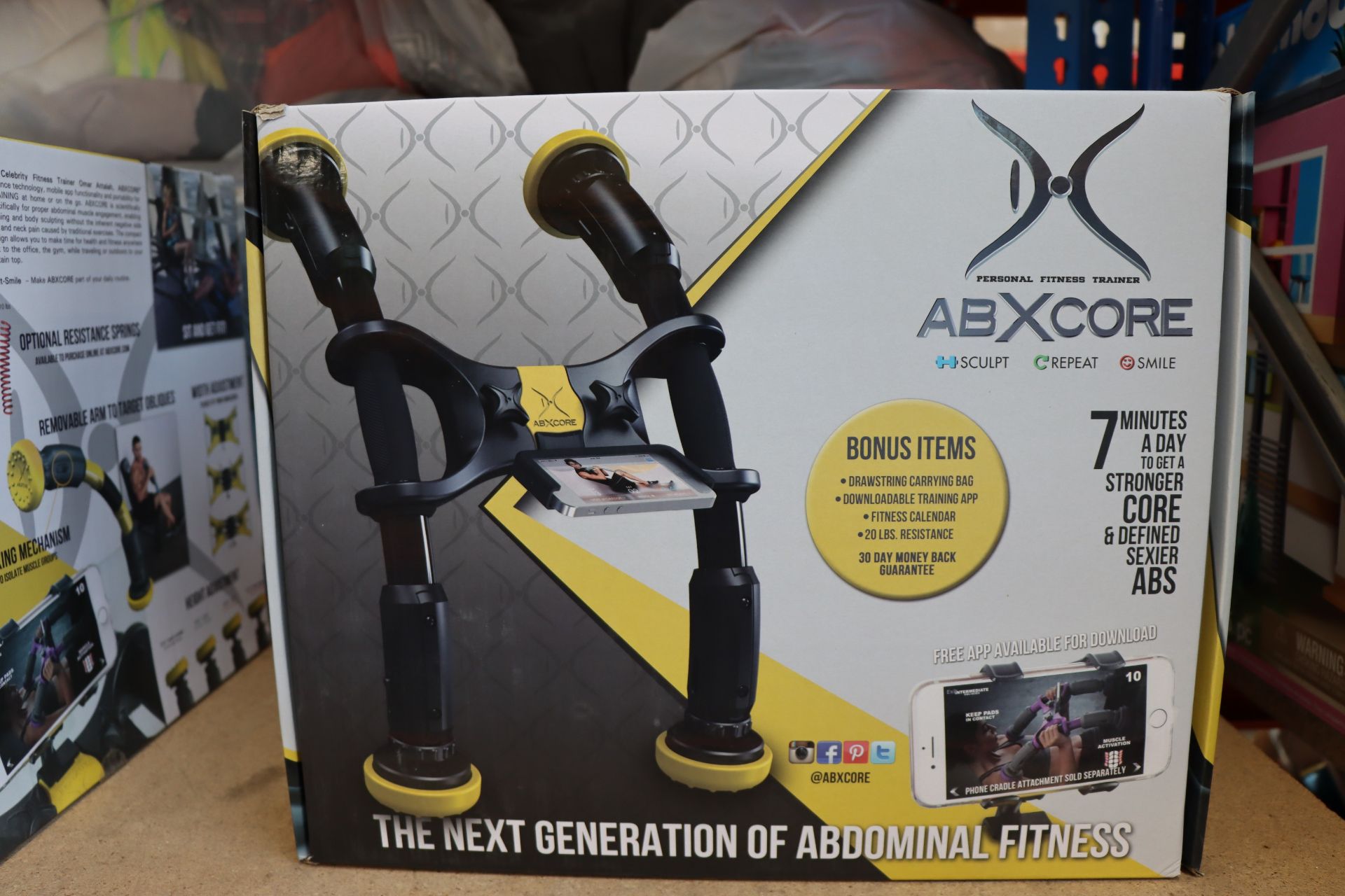 One boxed as new ABXCORE personal fitness trainer (Ab machine with virtual trainer).