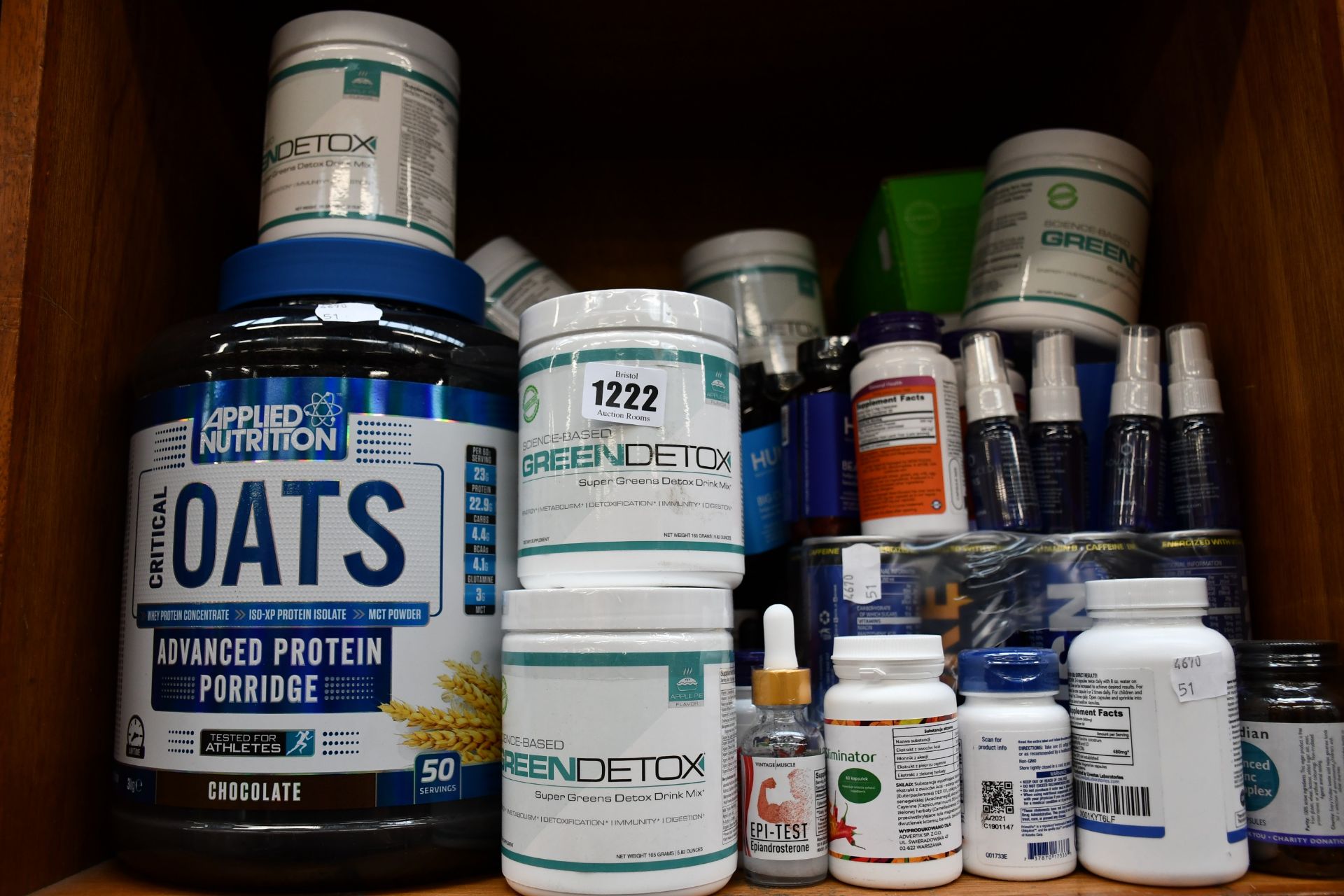 A quantity of miscellaneous health and fitness supplements to include one Applied Nutrition critical