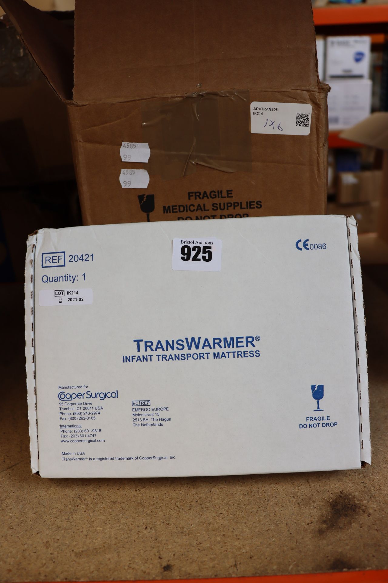 Six boxed as new Cooper Surgical Transwarmer infant heated transport mattresses (20421).