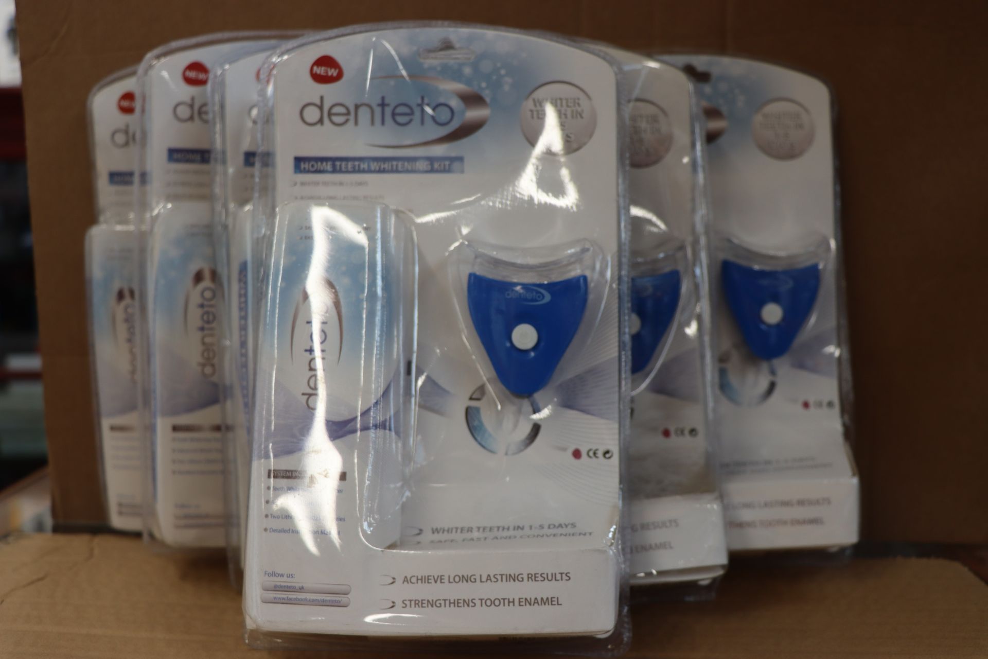 Six boxed as new Denteto home teeth whitening kits.