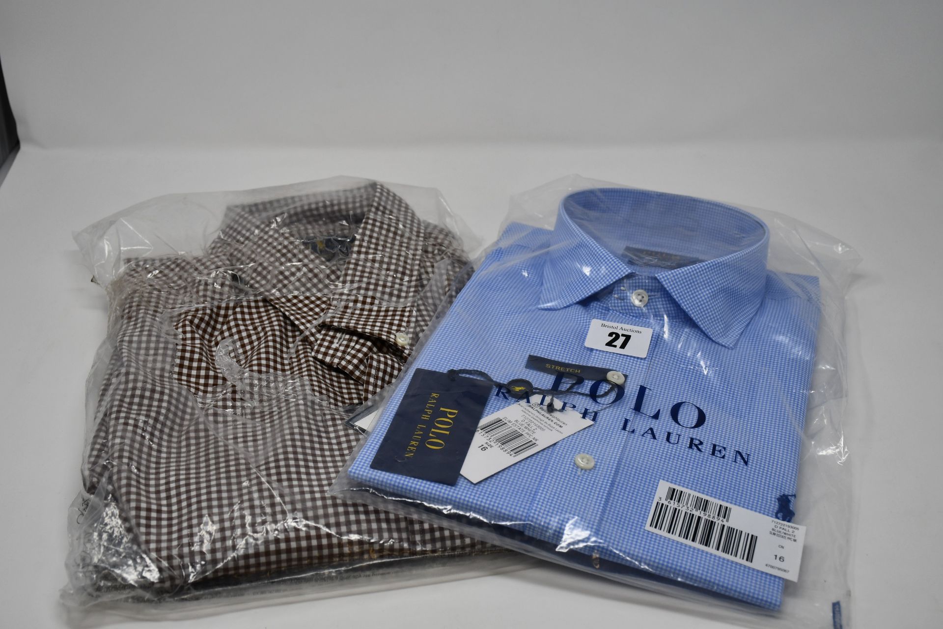 An as new Ralph Lauren custom fit classics button down Brown shirt (XL) and a as new Ralph Lauren