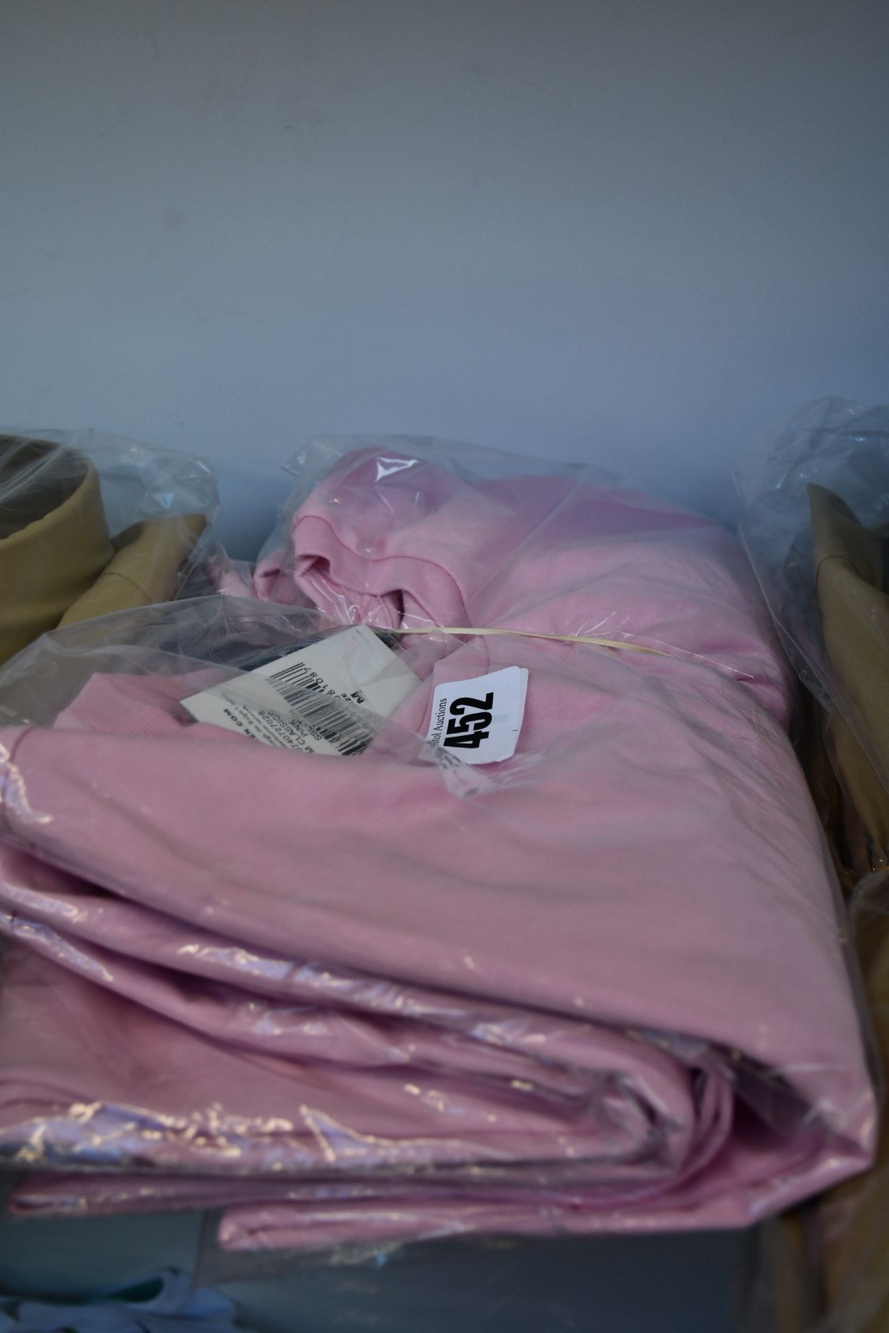 Four men's Ralph Lauren classics pink round neck t-shirts (Size 2 X S, 2 x m).