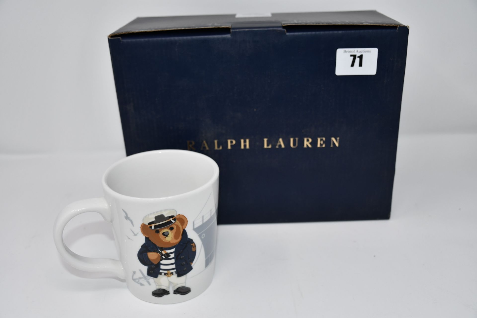 One boxed as new Ralph Lauren haven navy bear mug set.