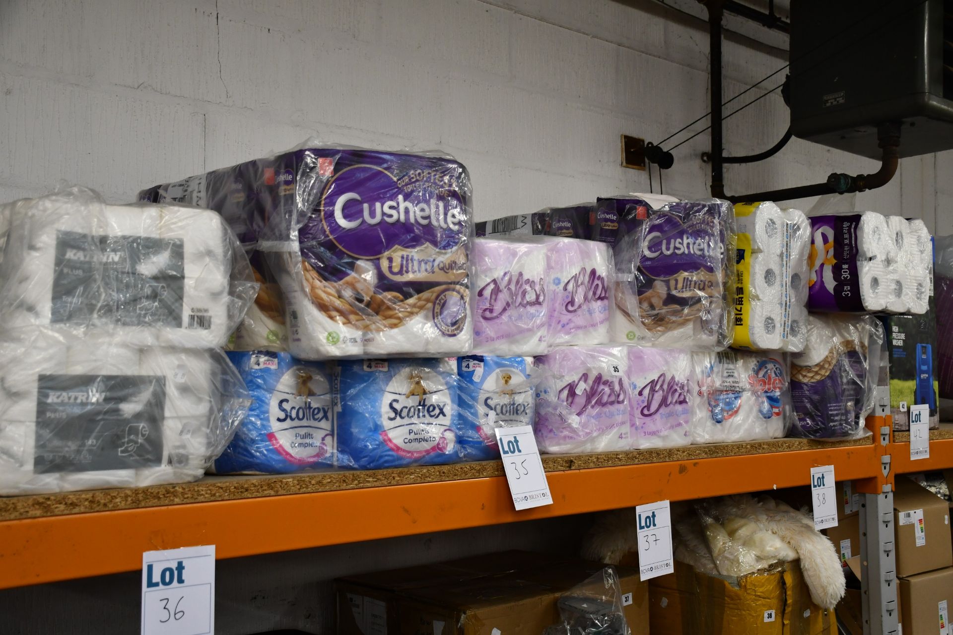 A quantity of toilet rolls and kitchen roll.