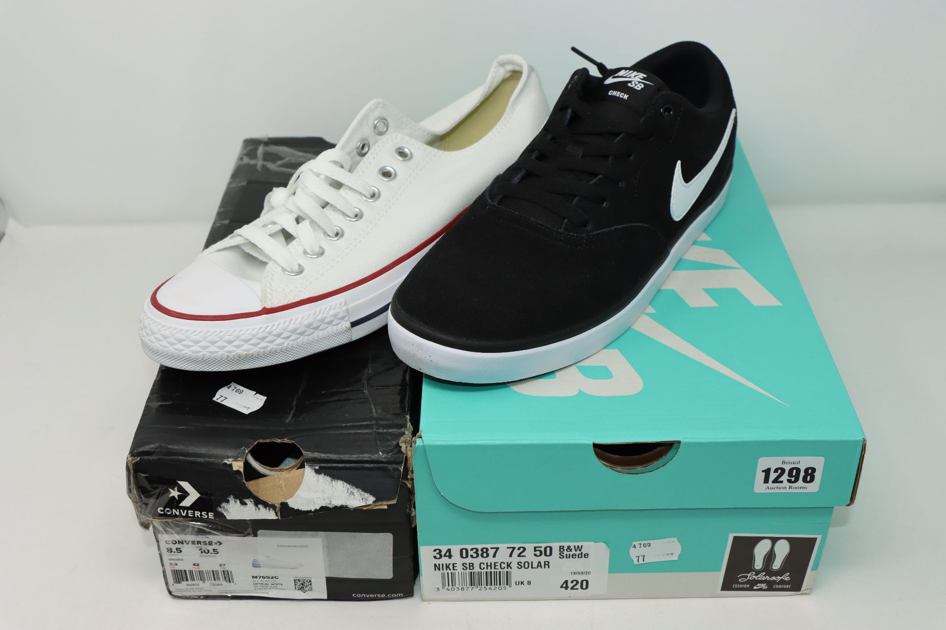 One as new Nike SB Black & White Check Solar Trainers size UK 8 (3403877250). One as new Converse