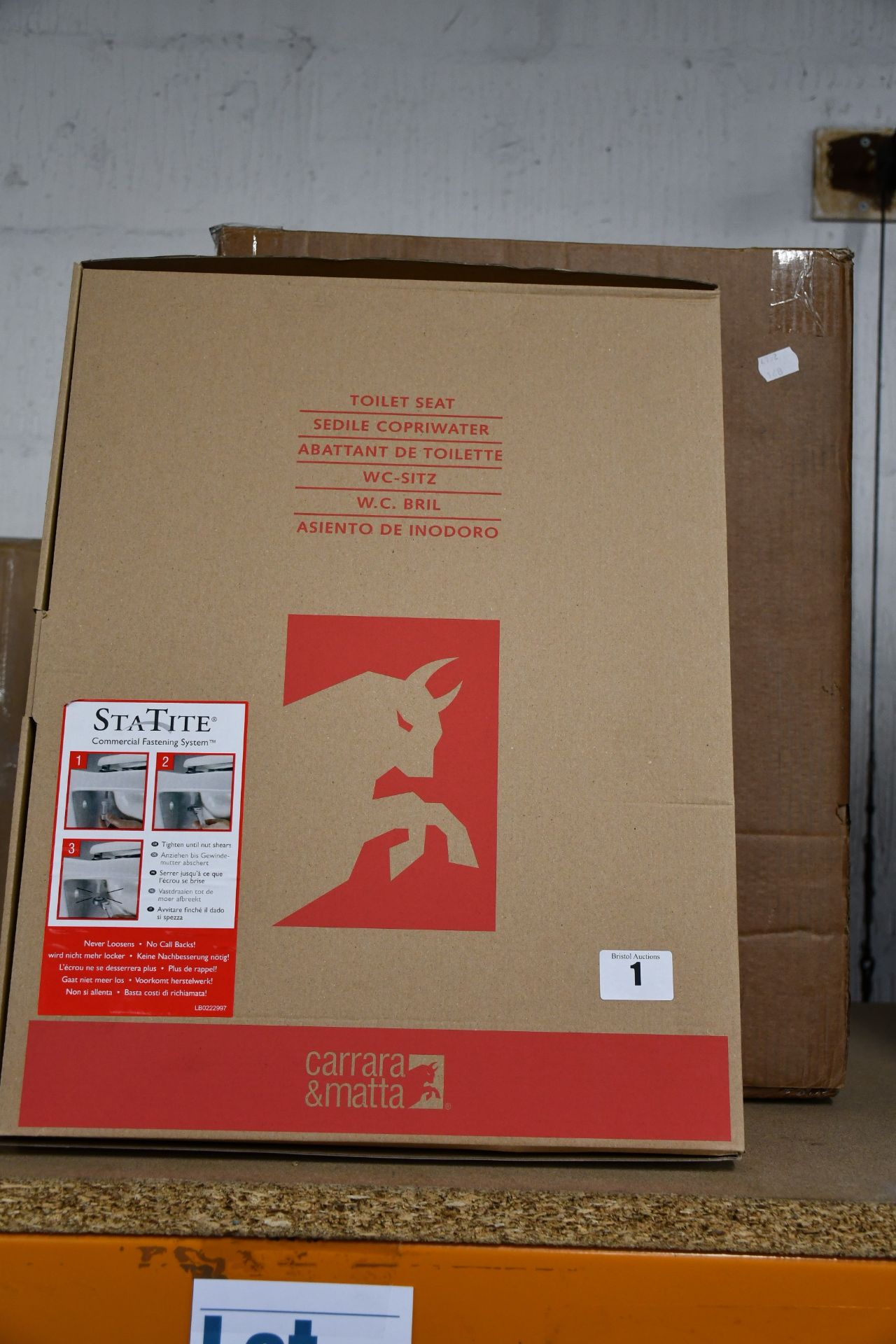 Five boxed as new Carrara & Matta StaTite toilet seats.