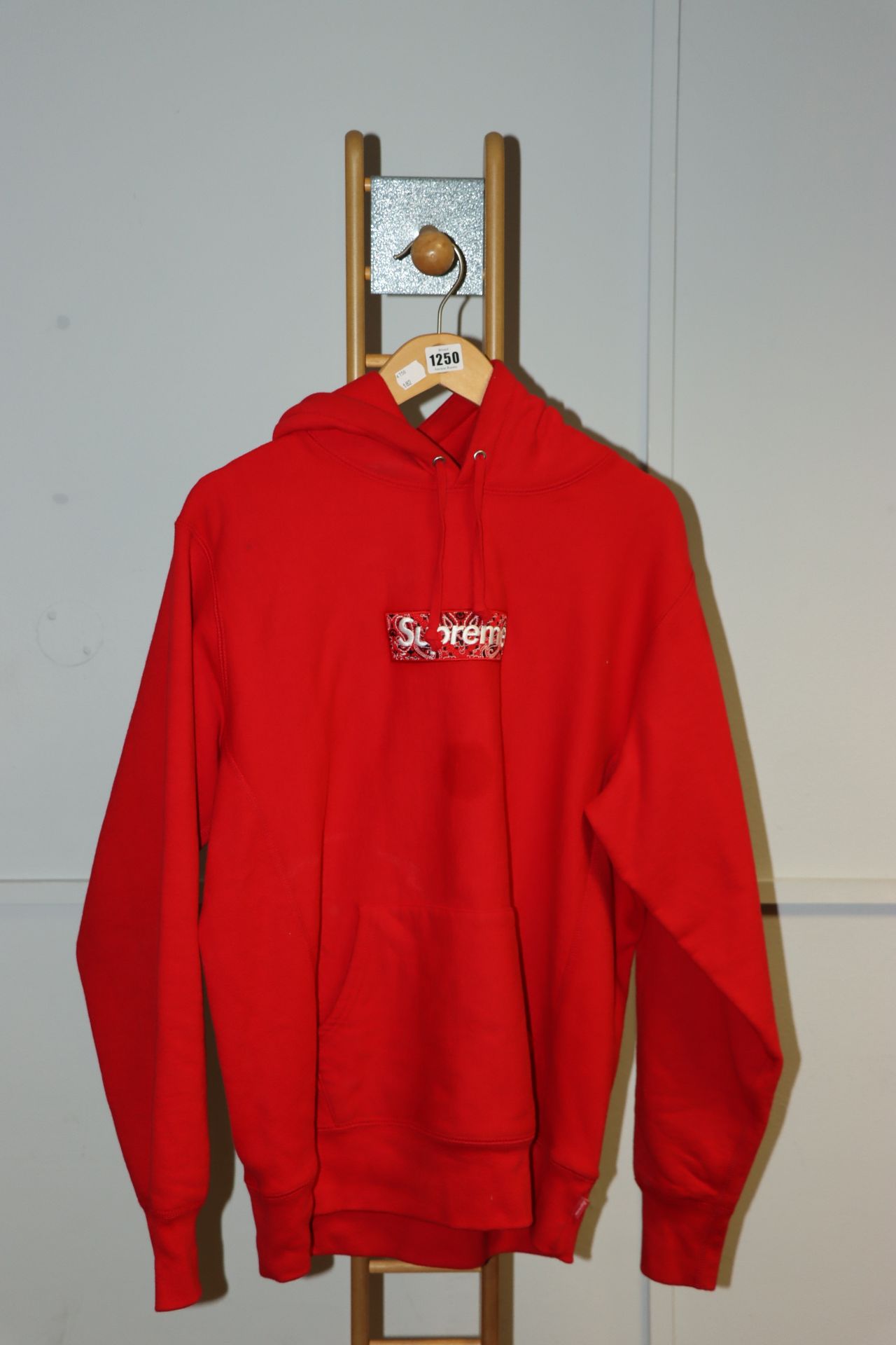 One pre-owned Supreme Bandana Box Logo Hooded Sweatshirt Red size M (Some marks on the front).