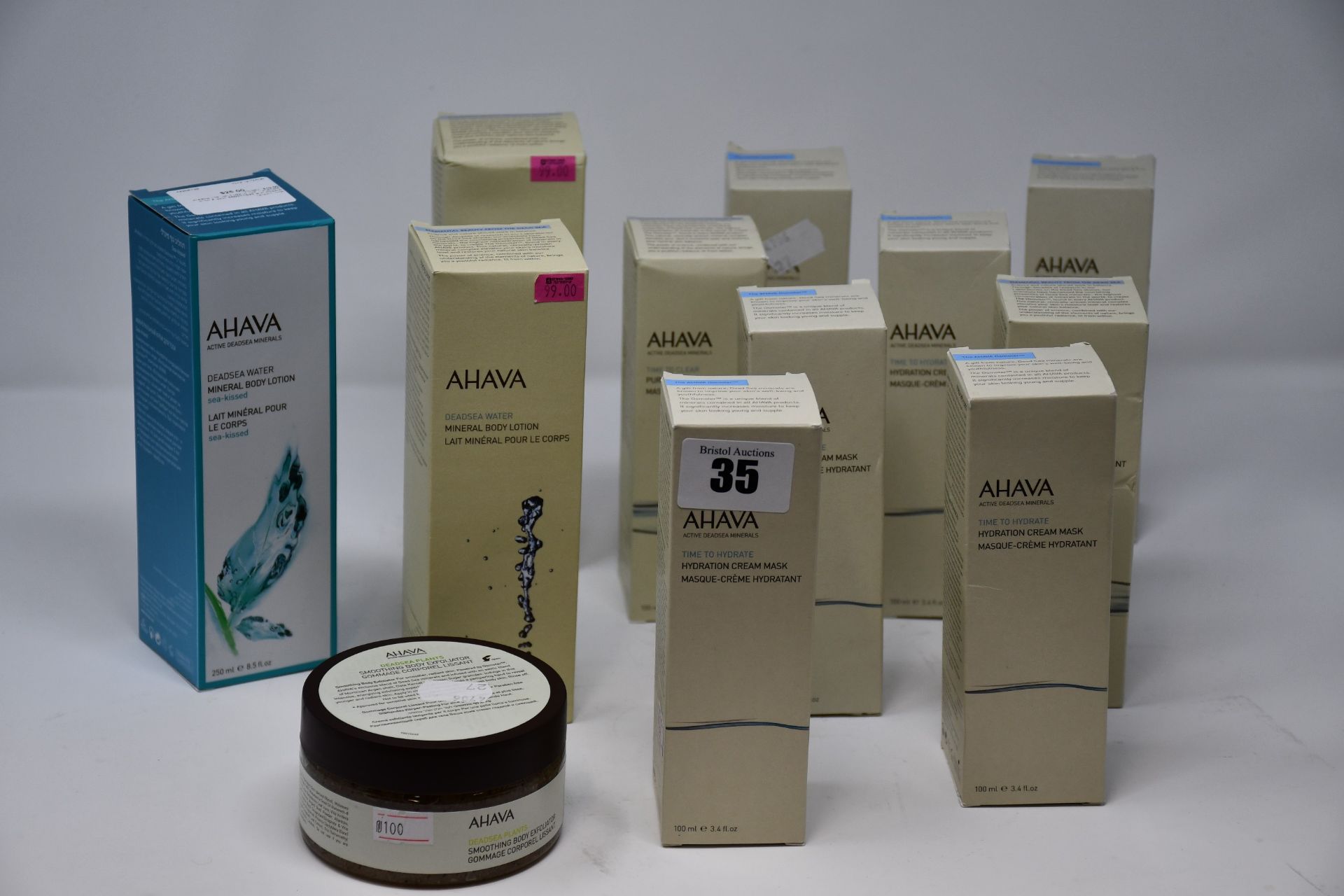 A quantity of boxed as new Ahava cosmetics to include six Time To Hydrate hydration cream mask (