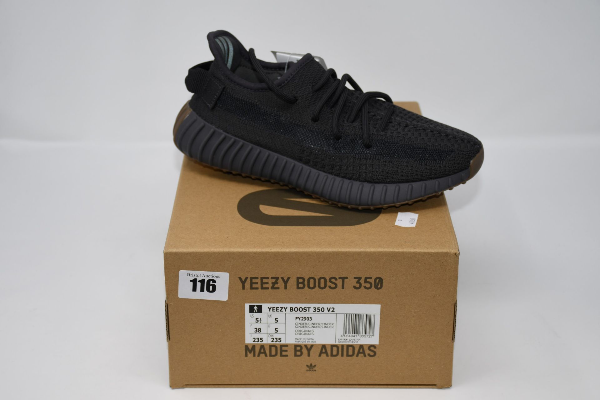 A pair of as new Adidas Yeezy Boost 350 V2 trainers (UK 5).