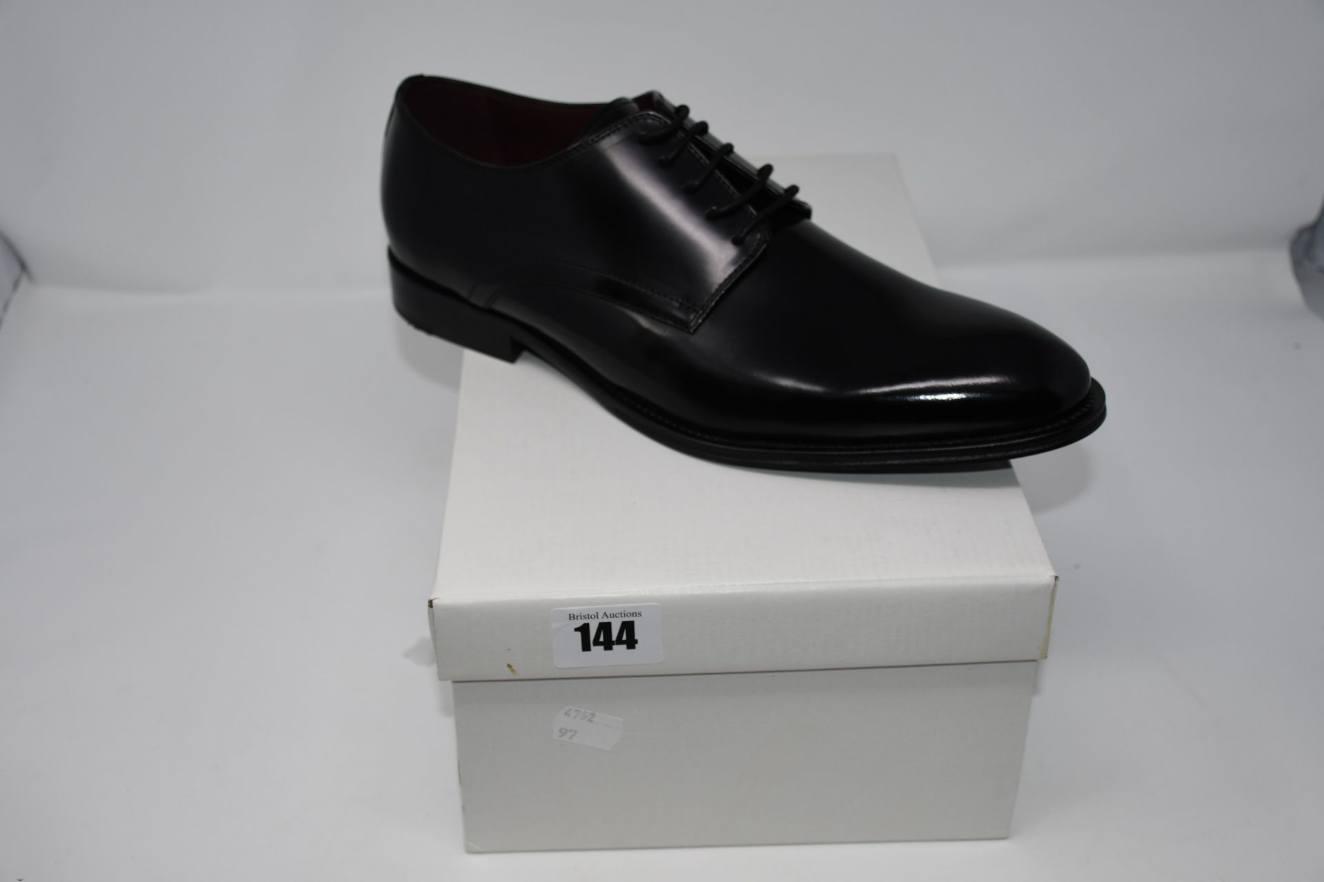 Two pairs of men's boxed as new Next Signature high-shine Plain Ox shoes in black (UK 8, 10).