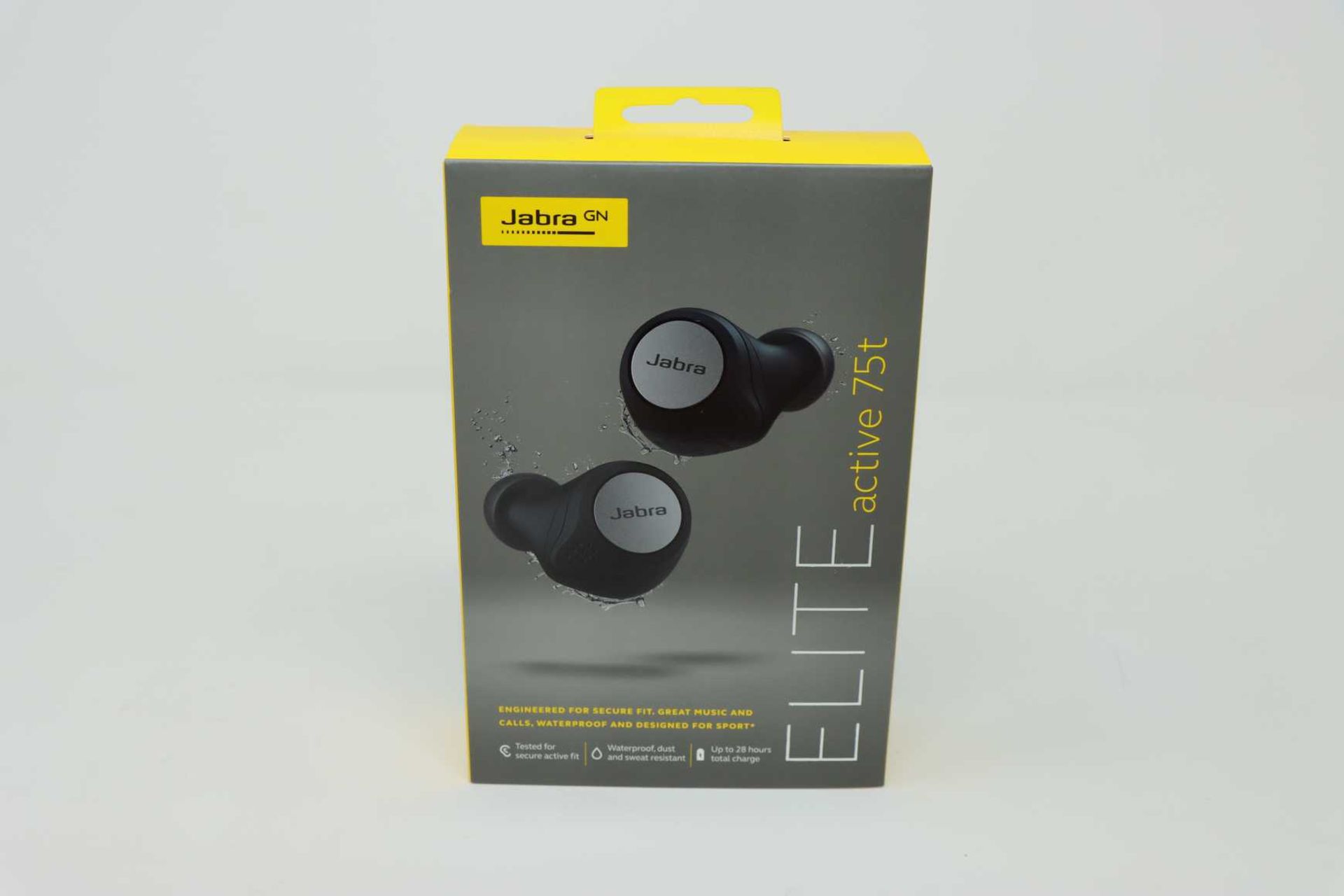 A boxed as new pair of Jabra Elite Active 75T True Wireless Waterproof Bluetooth In-Ear Headphones