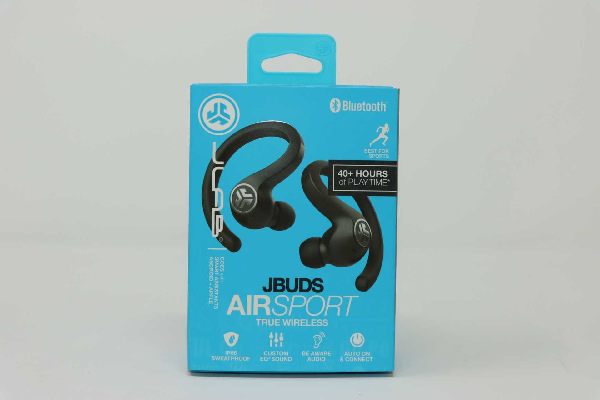 A pair of boxed as new JLAB Jbud AIRSport True Wireless Sweatproof Custom EQ3 Sound Bluetooth