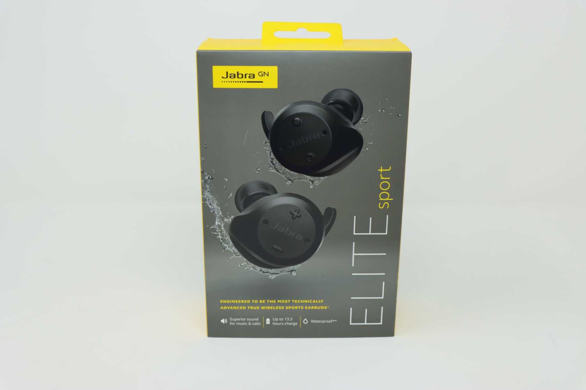 A boxed as new pair of Jabra Elite Sport True Wireless Waterproof Bluetooth In-Ear Headphones with