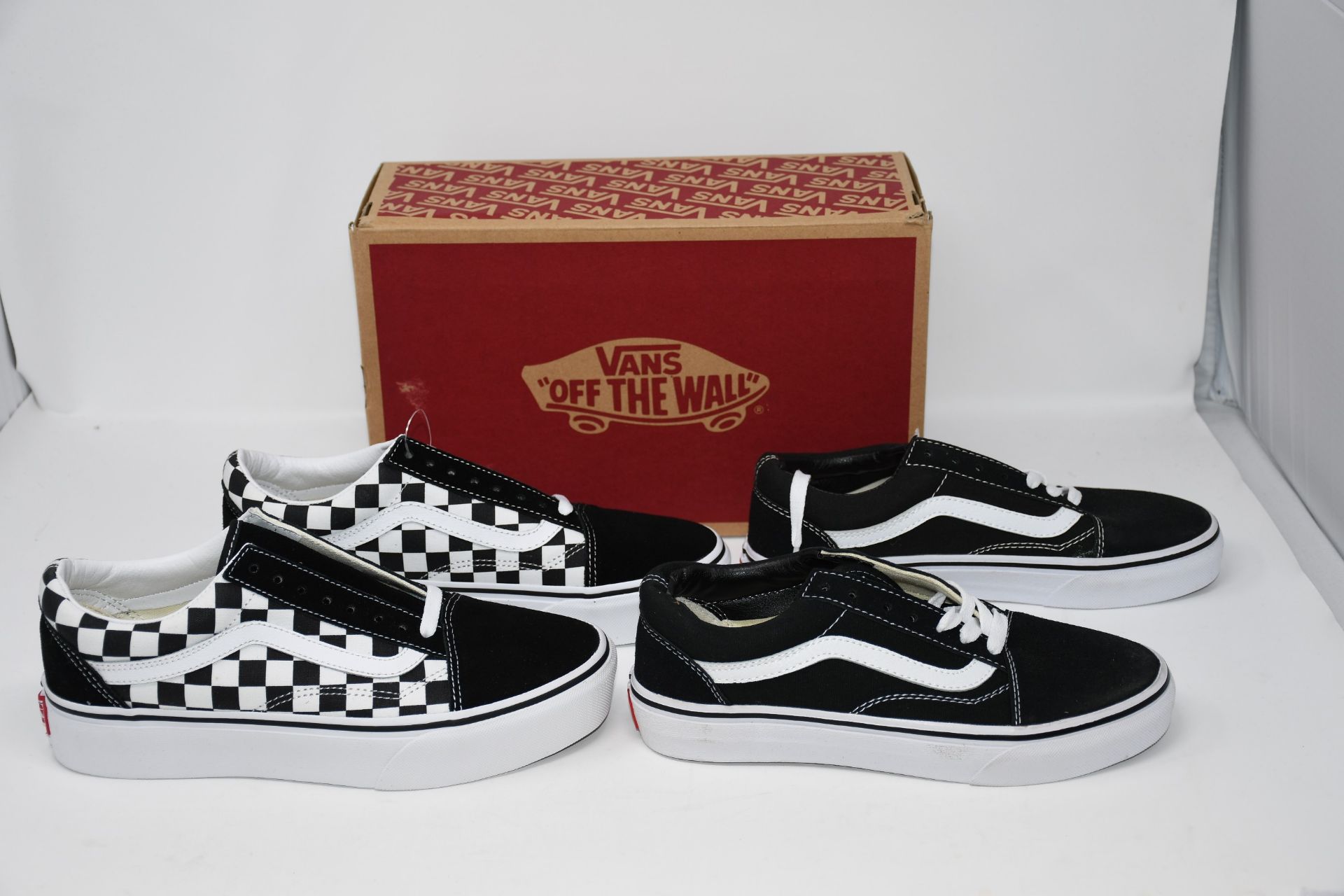 One as new Vans Old School Checkerboards size UK 5.5. One as new Vans Old School black/white size UK