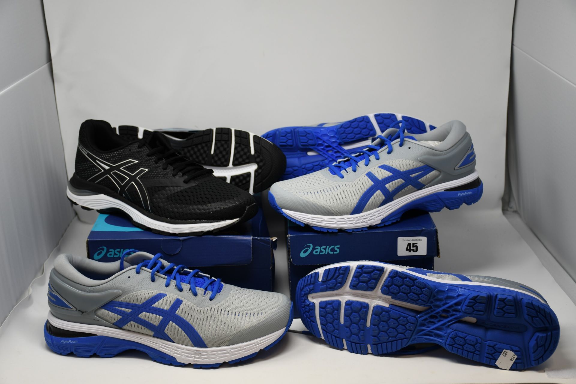 One as new Asics Gel-Kayano 25 Lite-show size US 11.5 (No box). One as new Asics Gel-Kayano 25