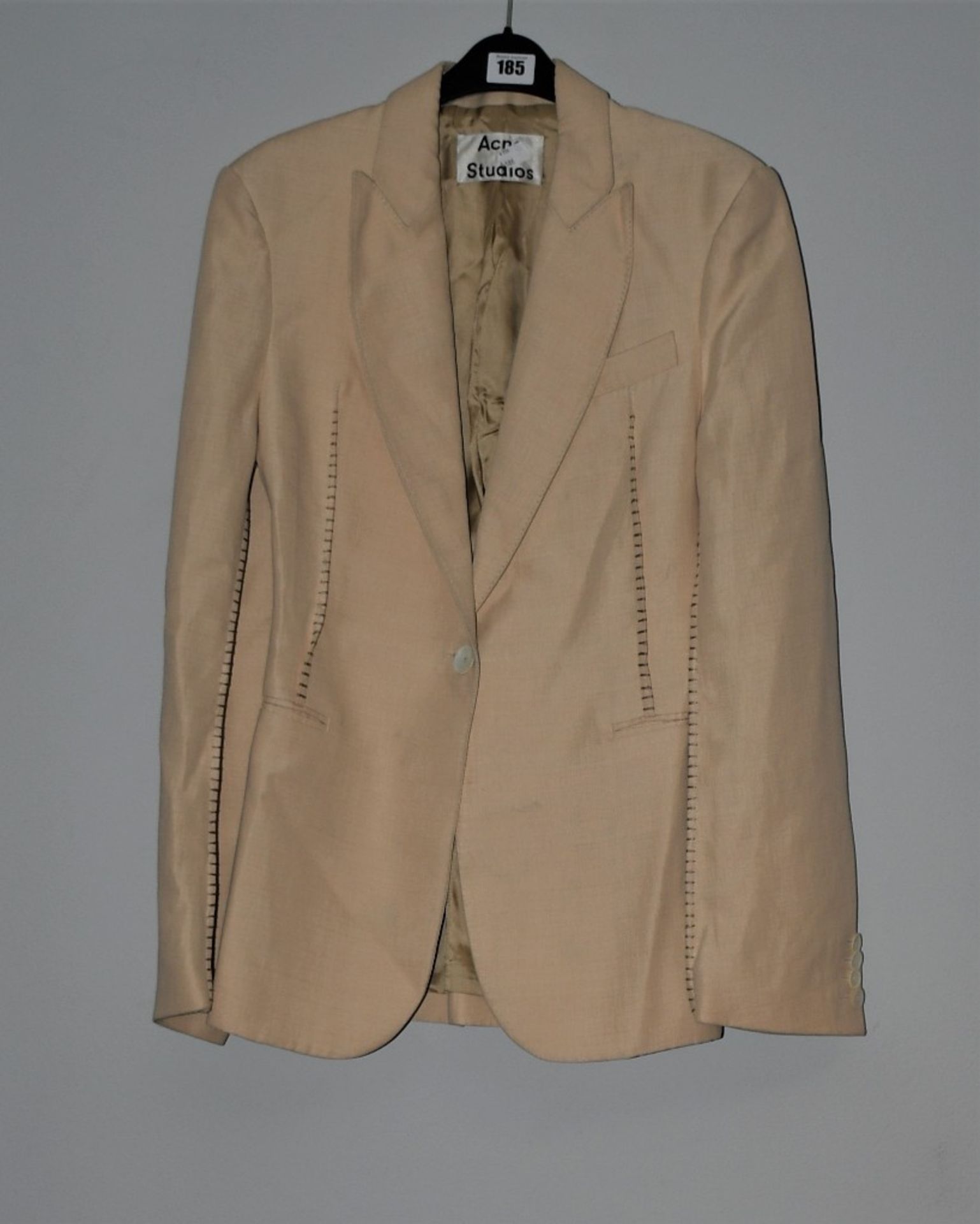 One as new Acne Studios blanket-stitch suit jacket Cream beige 2 (size unknown).
