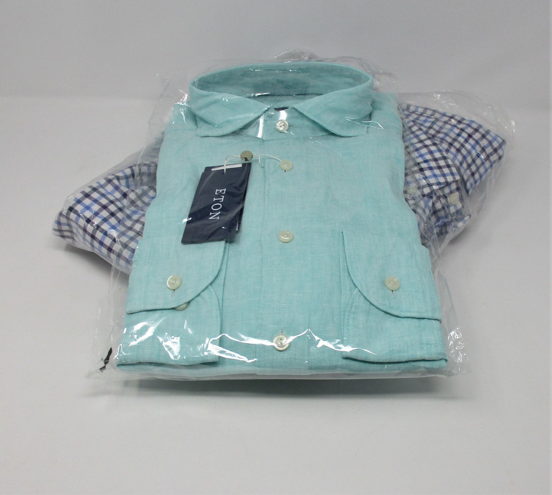 One as new Eton Green linen shirt - soft shirt size 39. One as new Ralph Lauren Mens Oxford Button