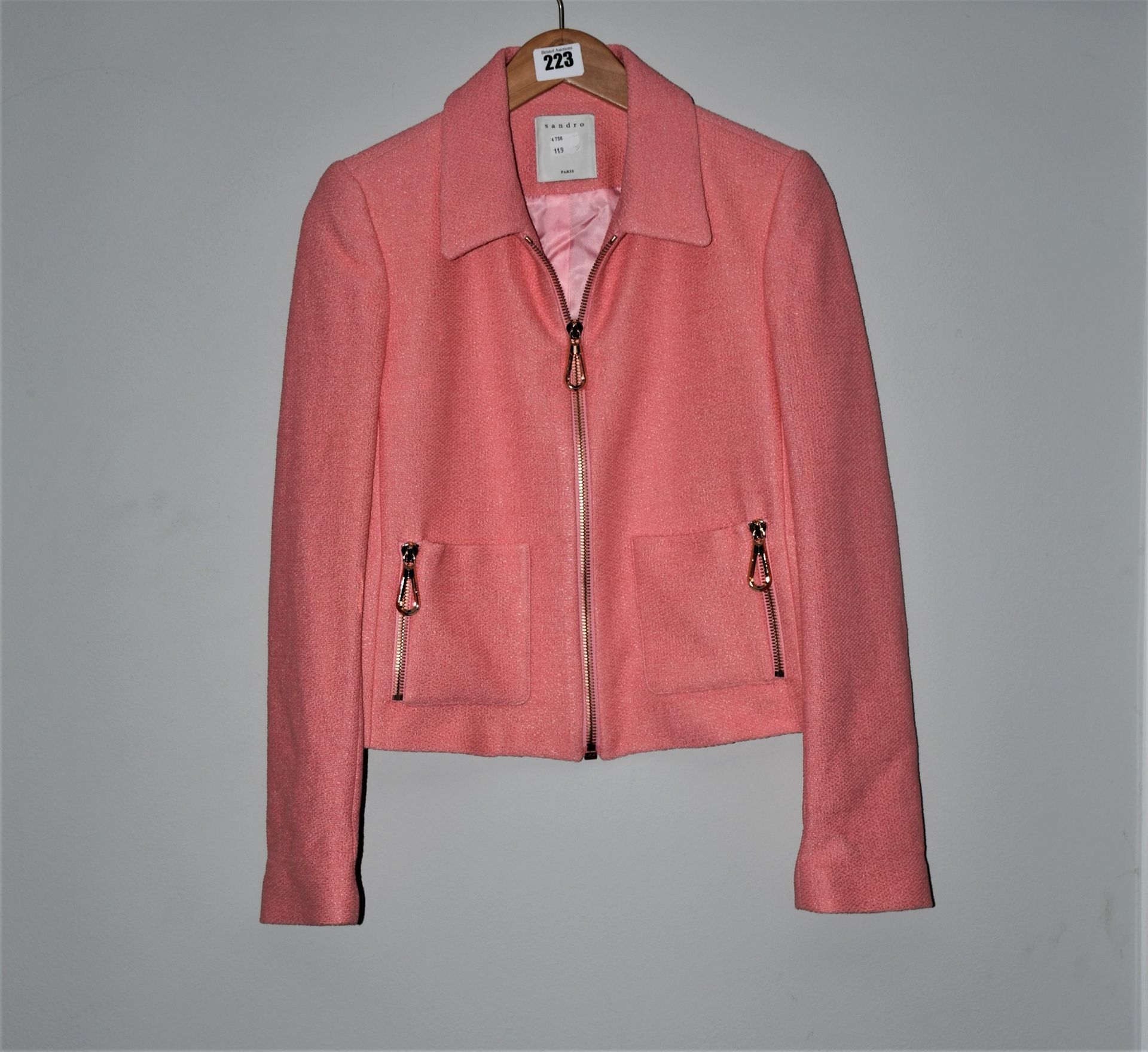 One as new Sandro Cropped Jacket In Pink size 36.