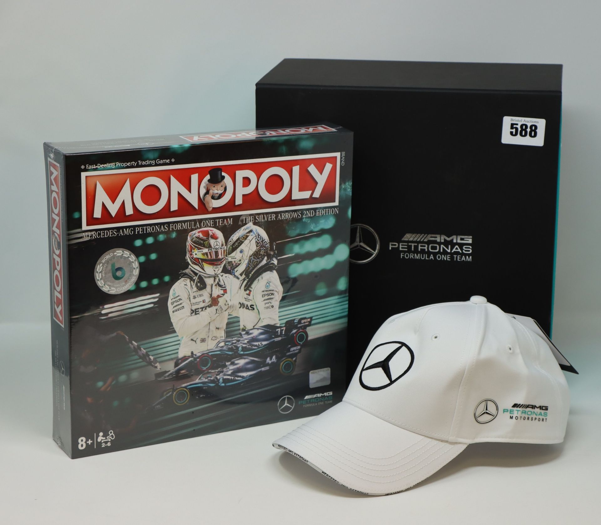 One boxed as new Monopoly Mercedes-AMG Petronas Silver Arrows F1 board game to include one
