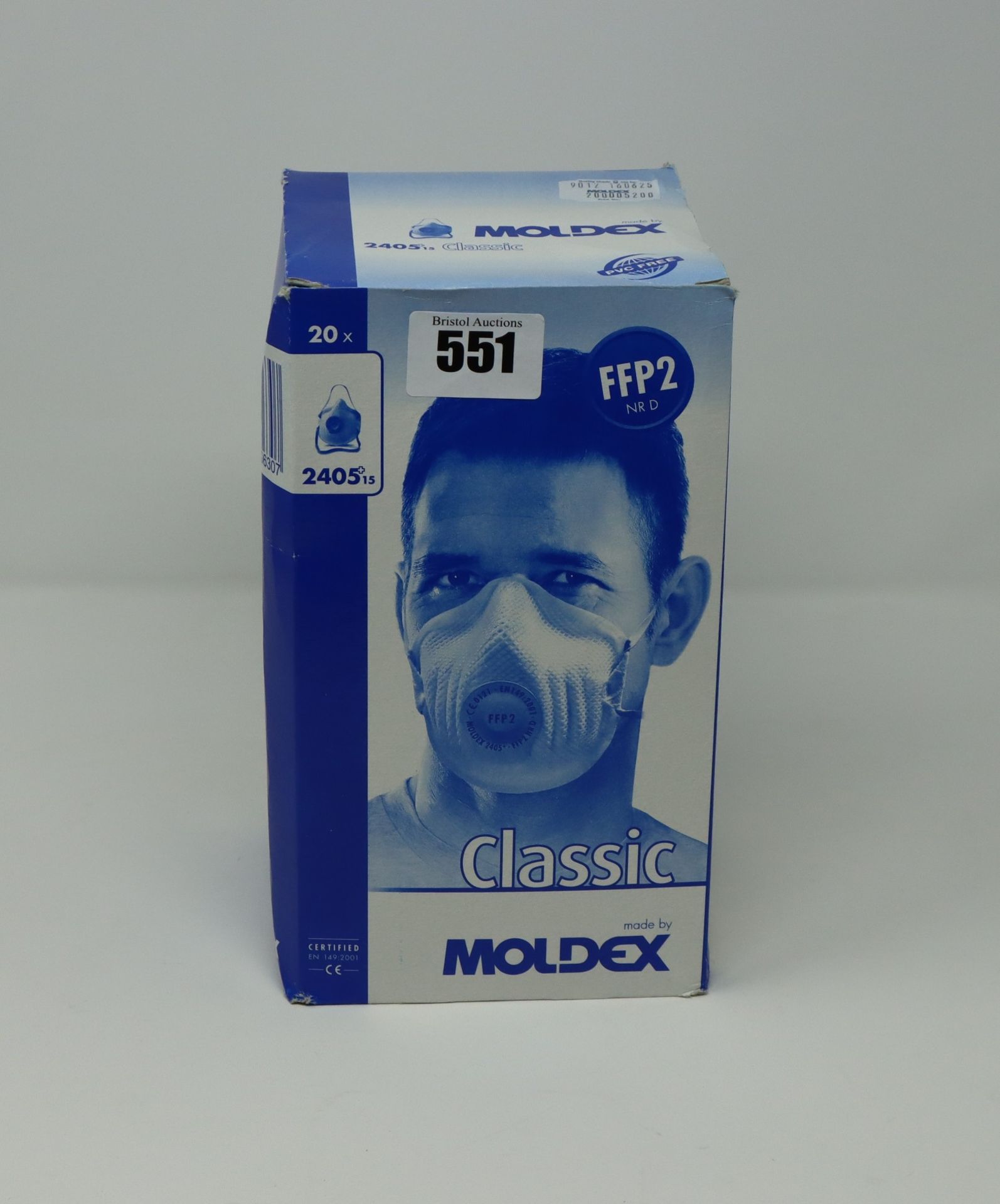 Six boxes of twenty as new Moldex 2405-15 cupped FFP2 dust masks.