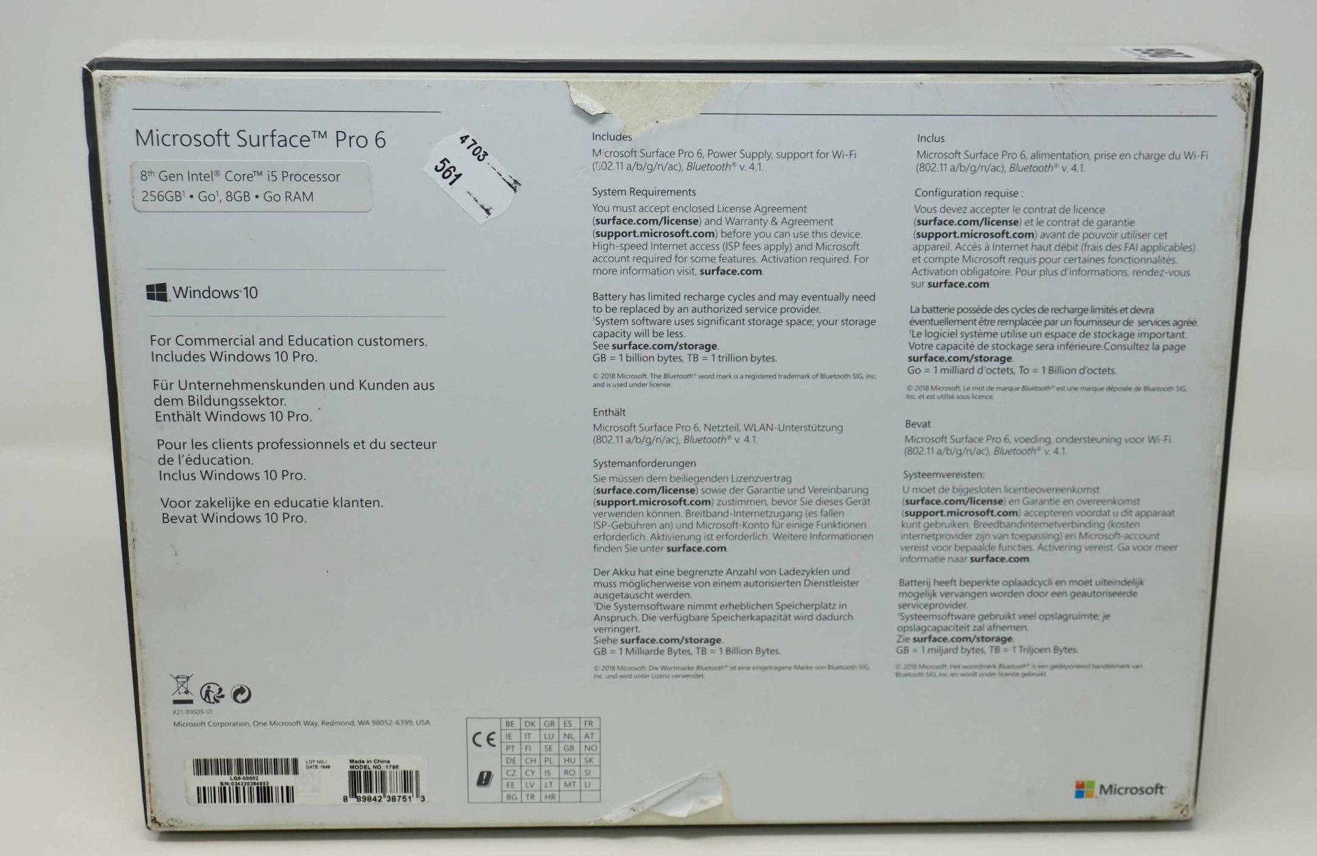 A pre-owned Microsoft Surface Pro 6 Platinum with Intel Core i5-8350U 1.70GHz, 8GB RAM, 256GB - Image 10 of 13
