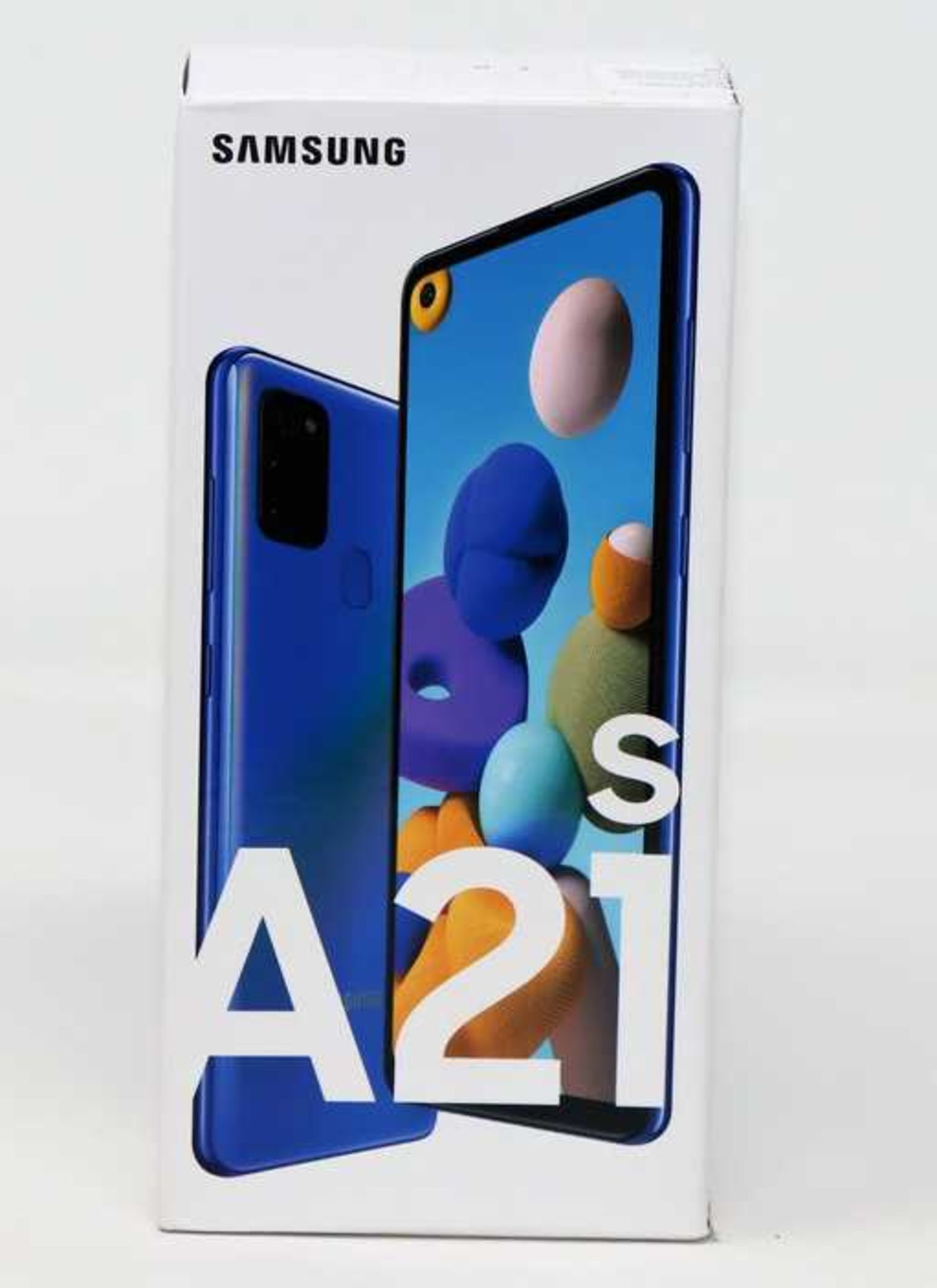 A boxed as new Samsung Galaxy A21s A217F/DS 64GB in Blue (Box sealed) (Checkmend ID: CM16536065-