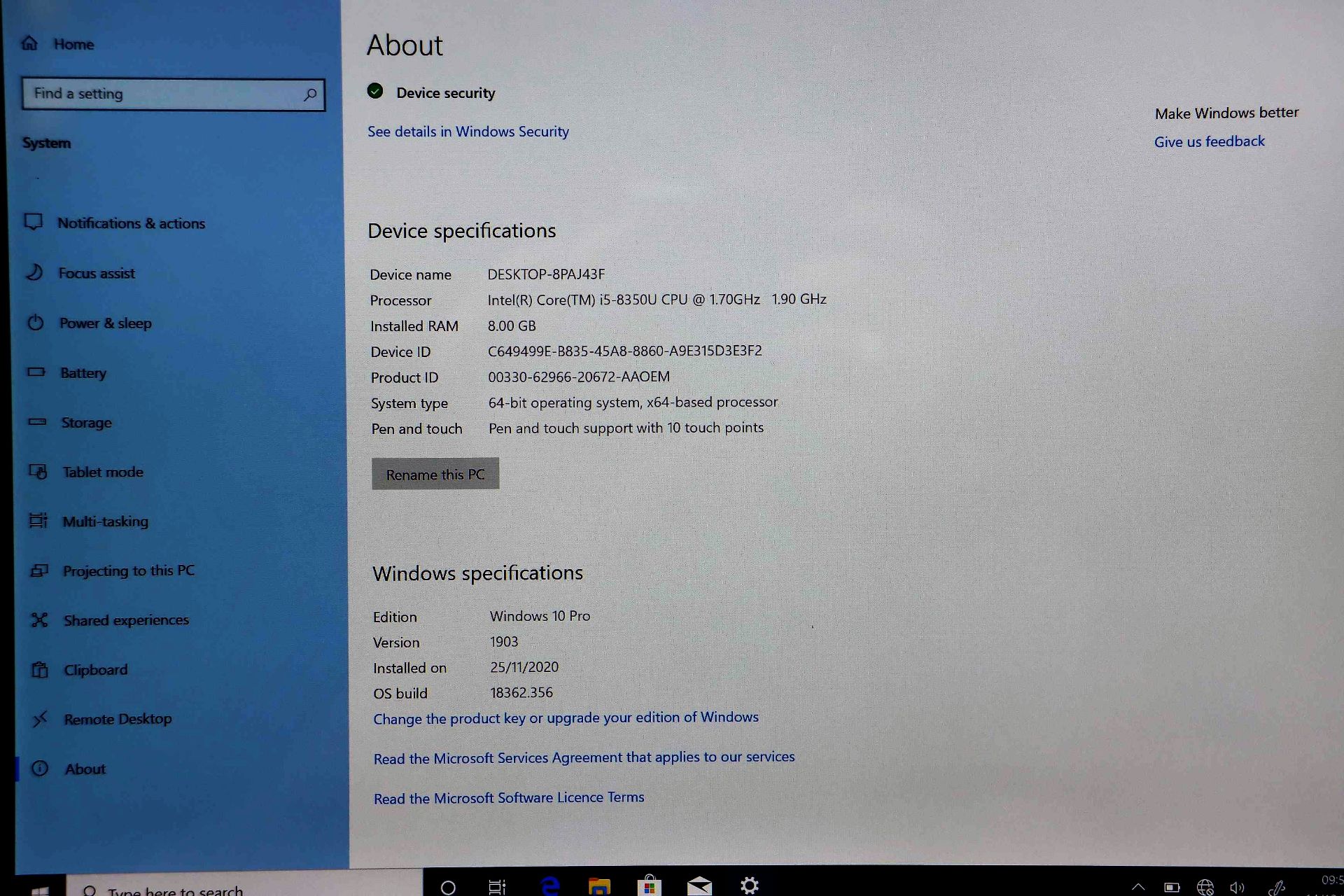 A pre-owned Microsoft Surface Pro 6 Platinum with Intel Core i5-8350U 1.70GHz, 8GB RAM, 256GB - Image 3 of 13