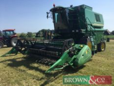 2005 John Deere 1450 WTS combine harvester with straw chopper on 650/75R32 front and 440/65R24 rear