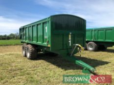 2014 Bailey 14t twin axle grain trailer with hydraulic tailgate, grain chute, sprung drawbar and