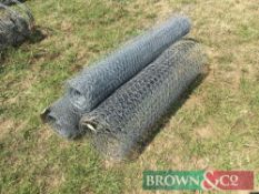 3No rolls wire netting (No VAT)