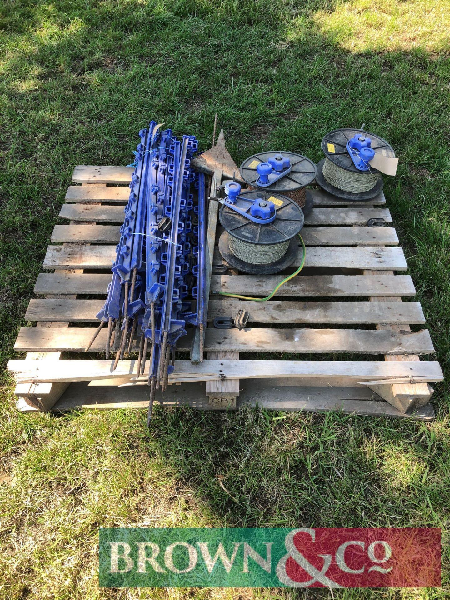 Quantity electric fencing wire reels and fencing posts