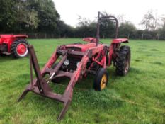 Massey Ferguson 135 2wd tractor with roll bar and front loader on 6.00-16 front and 11.2-28 rear whe
