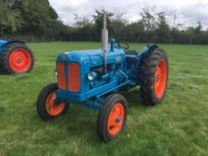 Fordson Power Major 2wd diesel tractor on 6.00-19 front and 12.4R36 rear wheels and tyres with swing