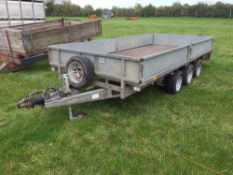 Ifor Williams 14ft flat bed tri-axle trailer. Serial No: LM146C3