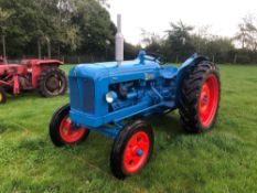 Fordson Major Diesel 2wd tractor on 6.00-19 front and 12.4-36 rear wheels and tyres with swinging dr