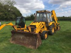 1989 JCB 3CX Sitemaster backhoe loader with 5, 7, 15, 16 inch and ditching buckets. Reg No: F47 RJM.
