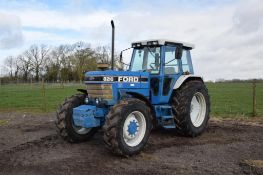 *1988 Ford 8210 4wd diesel tractor on 14.9R28 front and 18.4R38 rear wheels and tyres with 2 manual