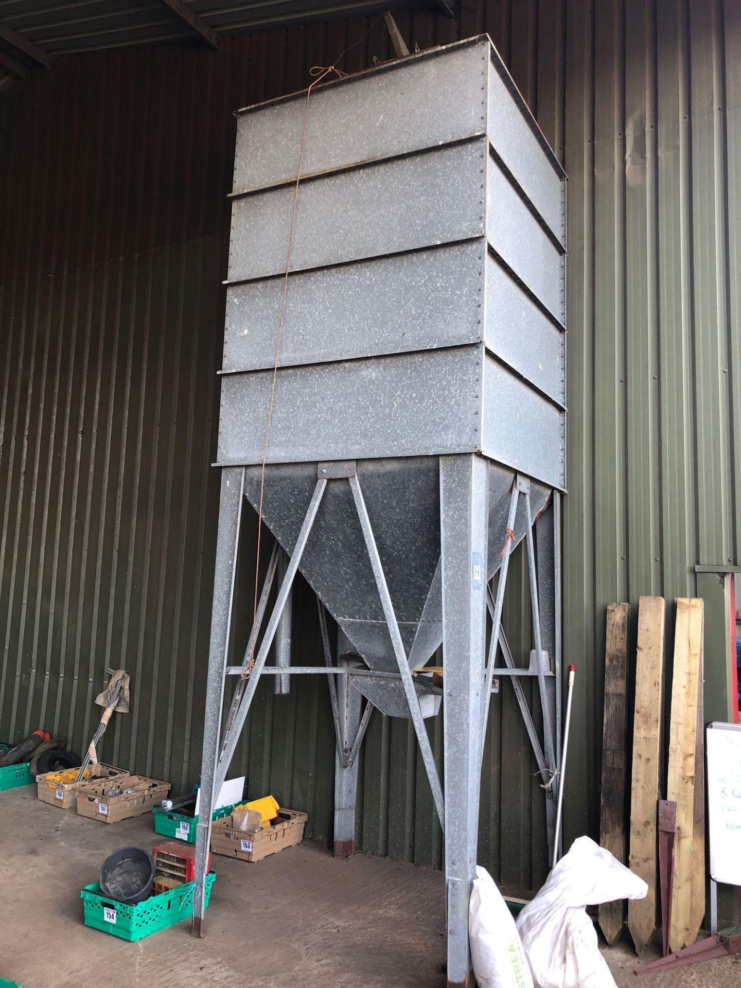 Galvanised feed hopper on stand (sold in situ) - Image 2 of 2