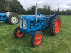 Fordson Super Major 2wd diesel tractor on 6.00-19 front and 12.4-36 rear wheels and tyres with swing